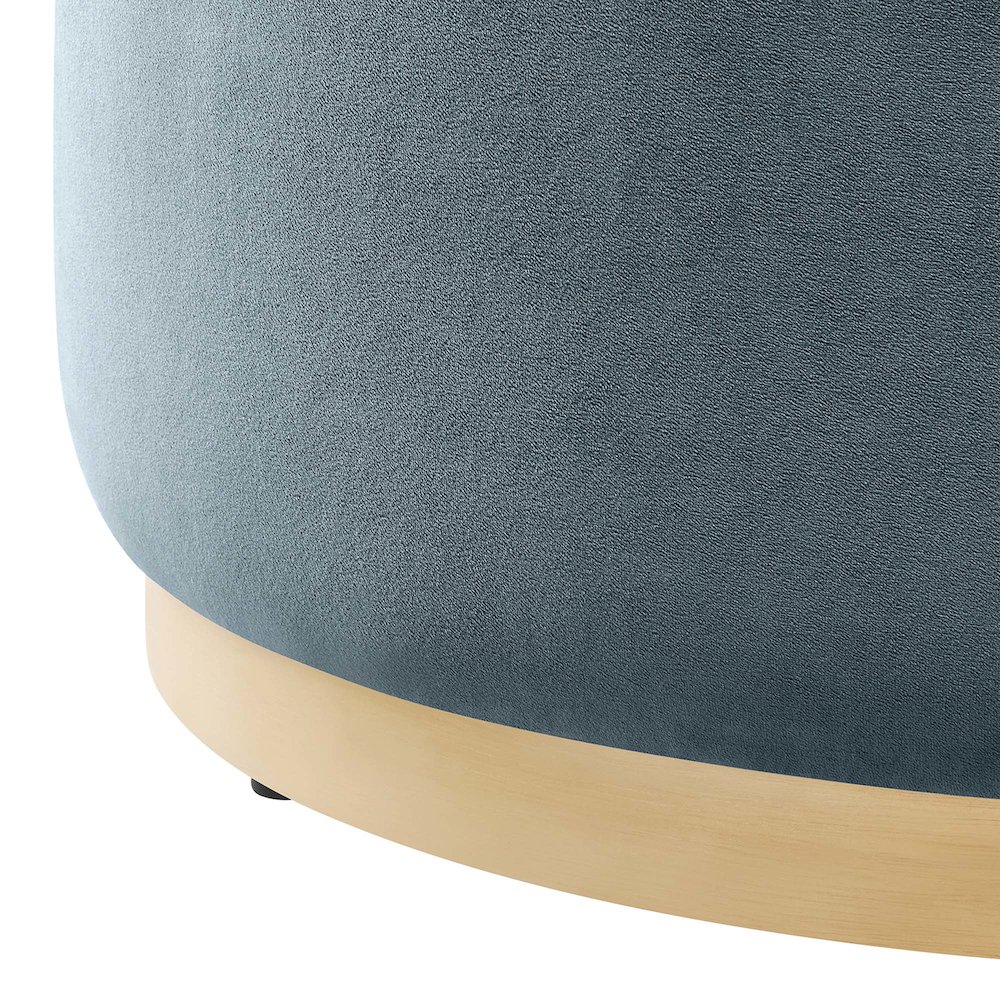 Tilden Large 29" Round Performance Velvet Upholstered Ottoman. Picture 5