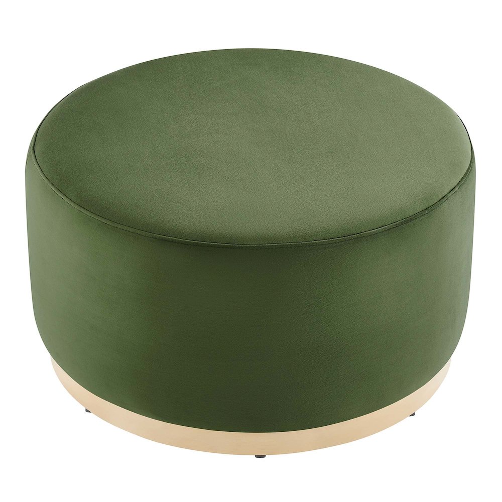 Tilden Large 29" Round Performance Velvet Upholstered Ottoman. Picture 4