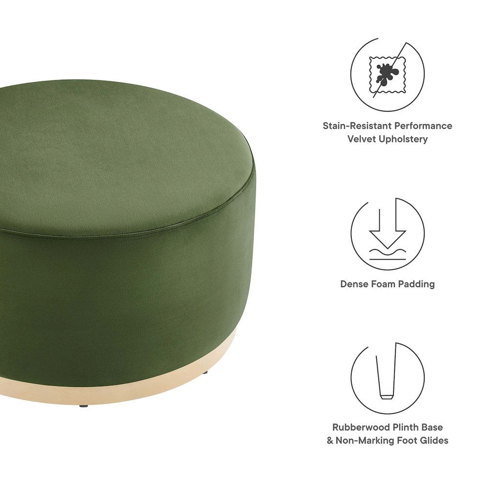 Tilden Large 29" Round Performance Velvet Upholstered Ottoman. Picture 2