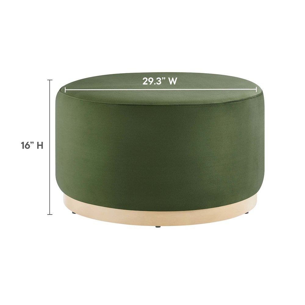 Tilden Large 29" Round Performance Velvet Upholstered Ottoman. Picture 3