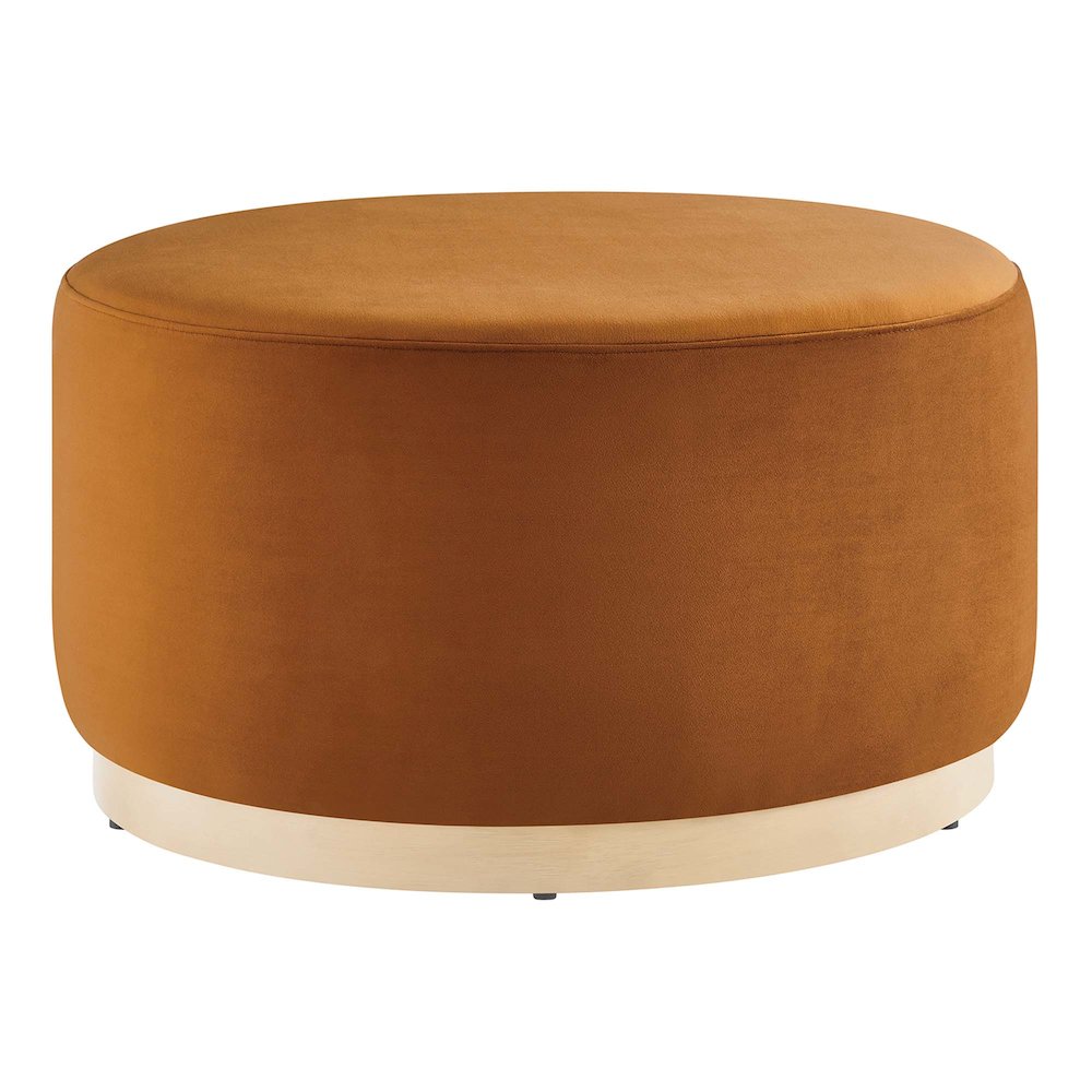 Tilden Large 29" Round Performance Velvet Upholstered Ottoman. Picture 1
