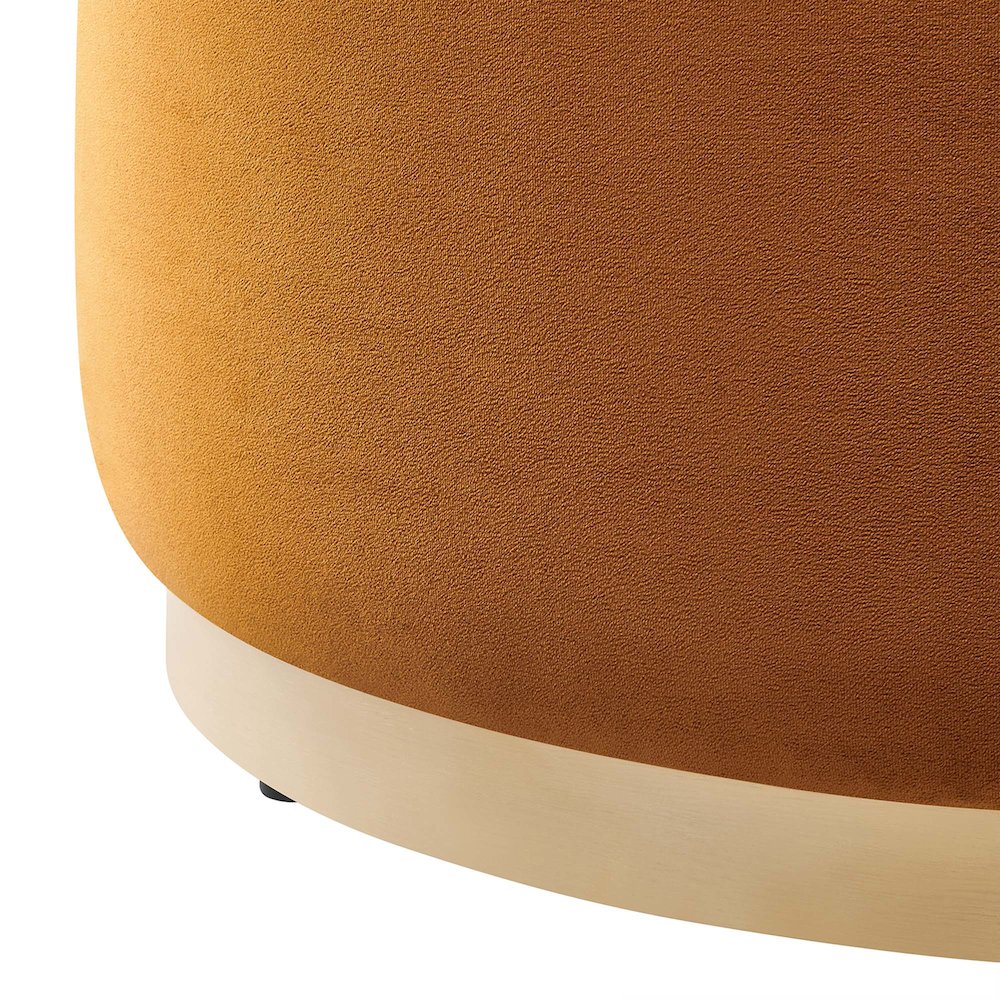 Tilden Large 29" Round Performance Velvet Upholstered Ottoman. Picture 5