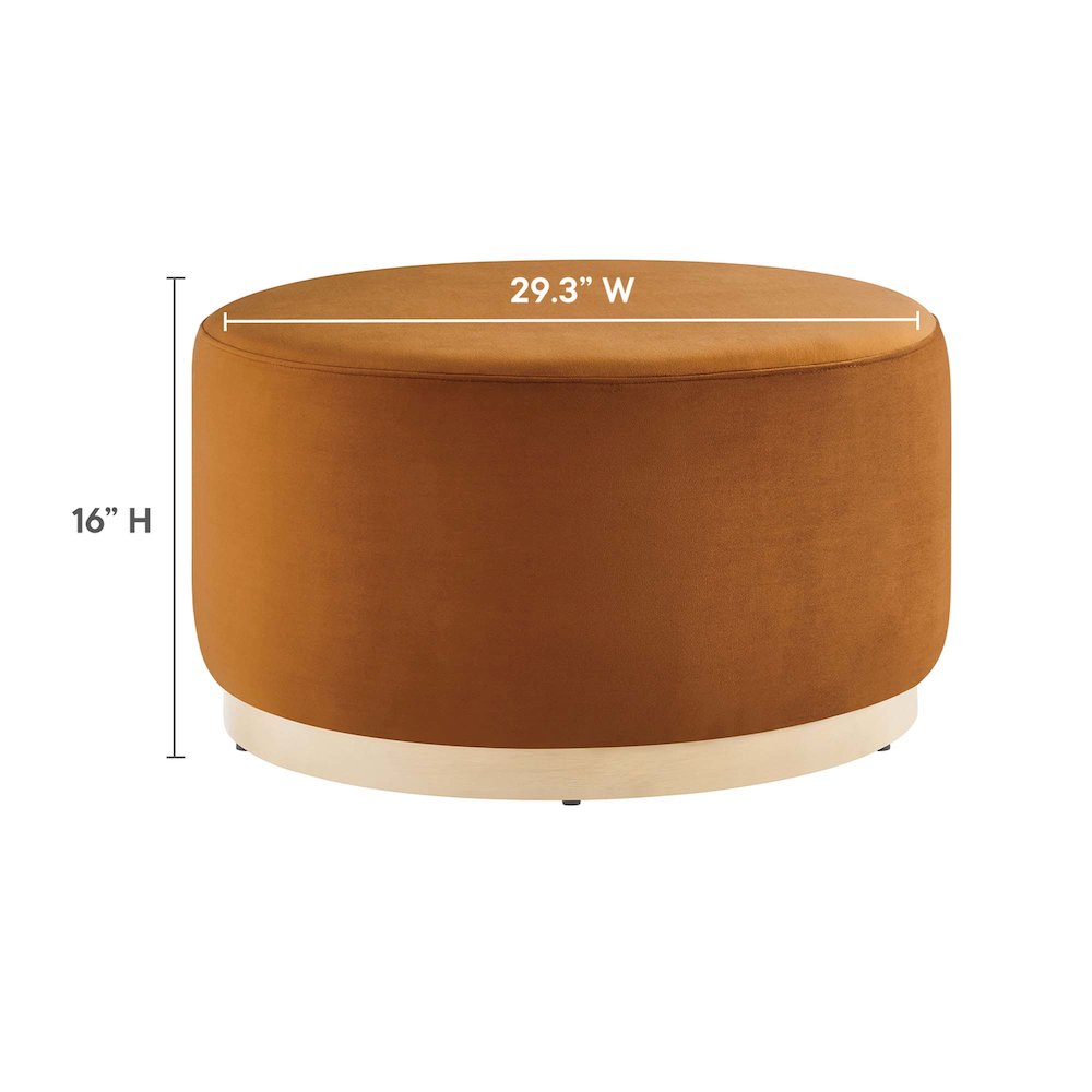 Tilden Large 29" Round Performance Velvet Upholstered Ottoman. Picture 3
