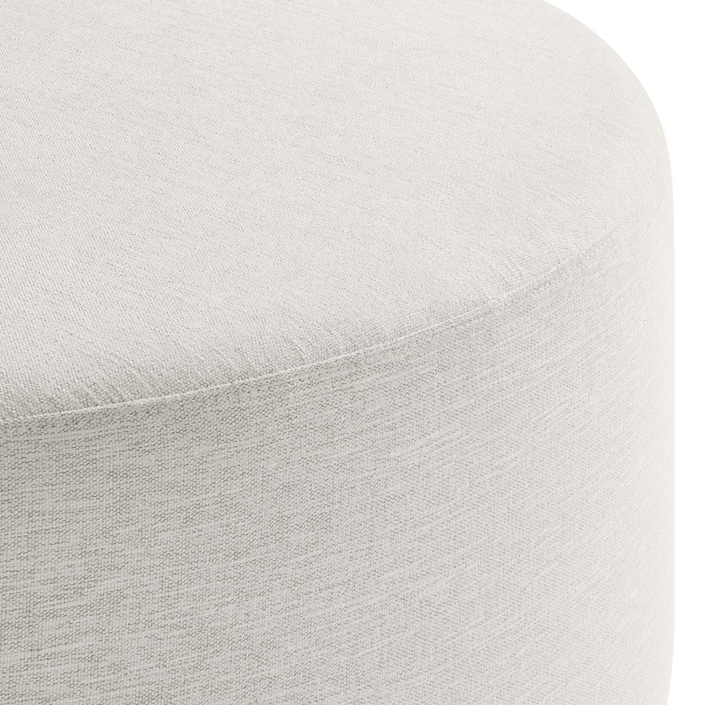 Callum Large 38" Round Woven Heathered Fabric Upholstered Ottoman. Picture 5