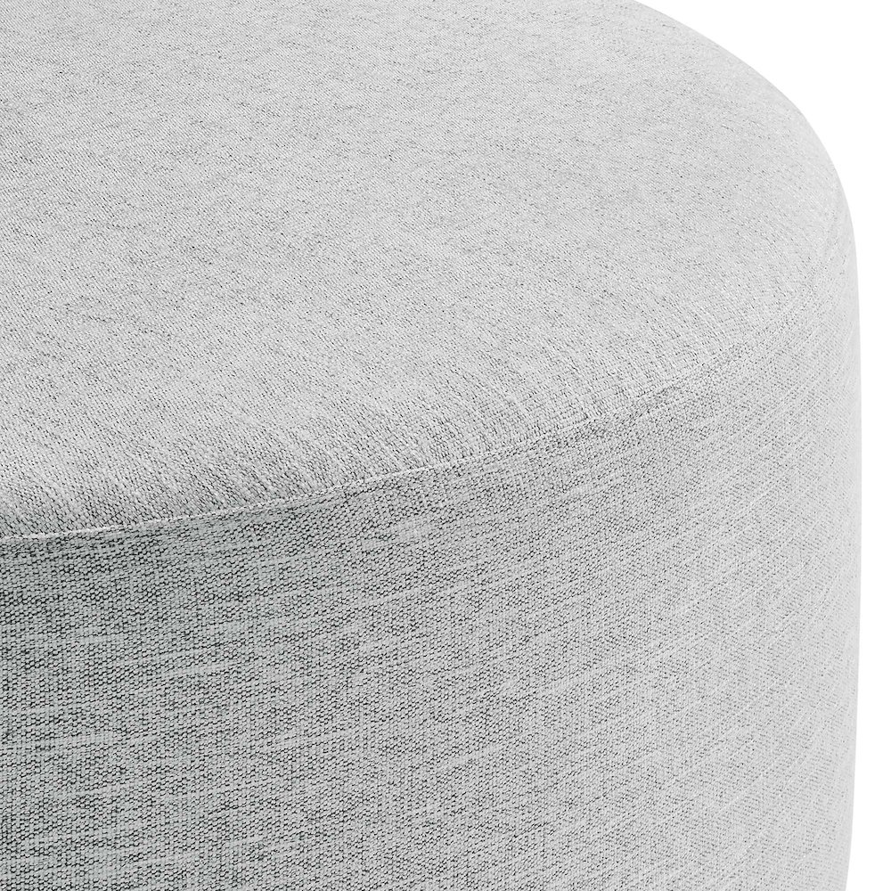 Callum Large 38" Round Woven Heathered Fabric Upholstered Ottoman. Picture 5