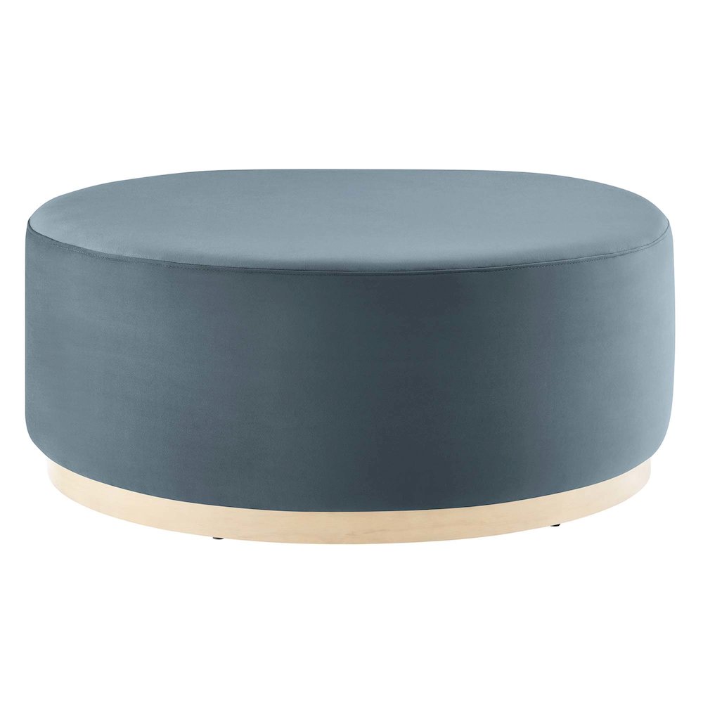 Tilden Large 38" Round Performance Velvet Upholstered Ottoman. Picture 1