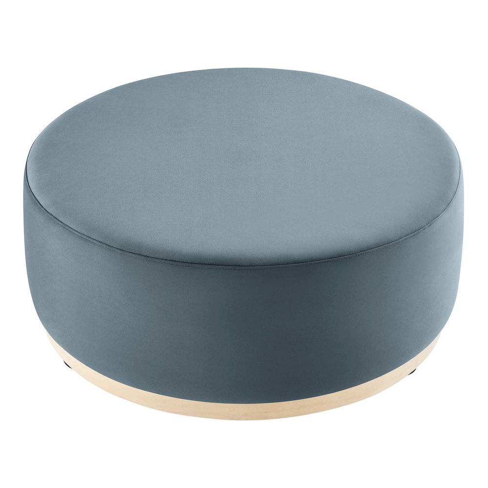 Tilden Large 38" Round Performance Velvet Upholstered Ottoman. Picture 4