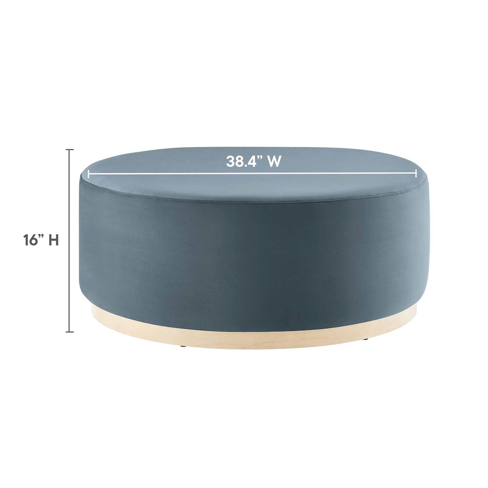 Tilden Large 38" Round Performance Velvet Upholstered Ottoman. Picture 3