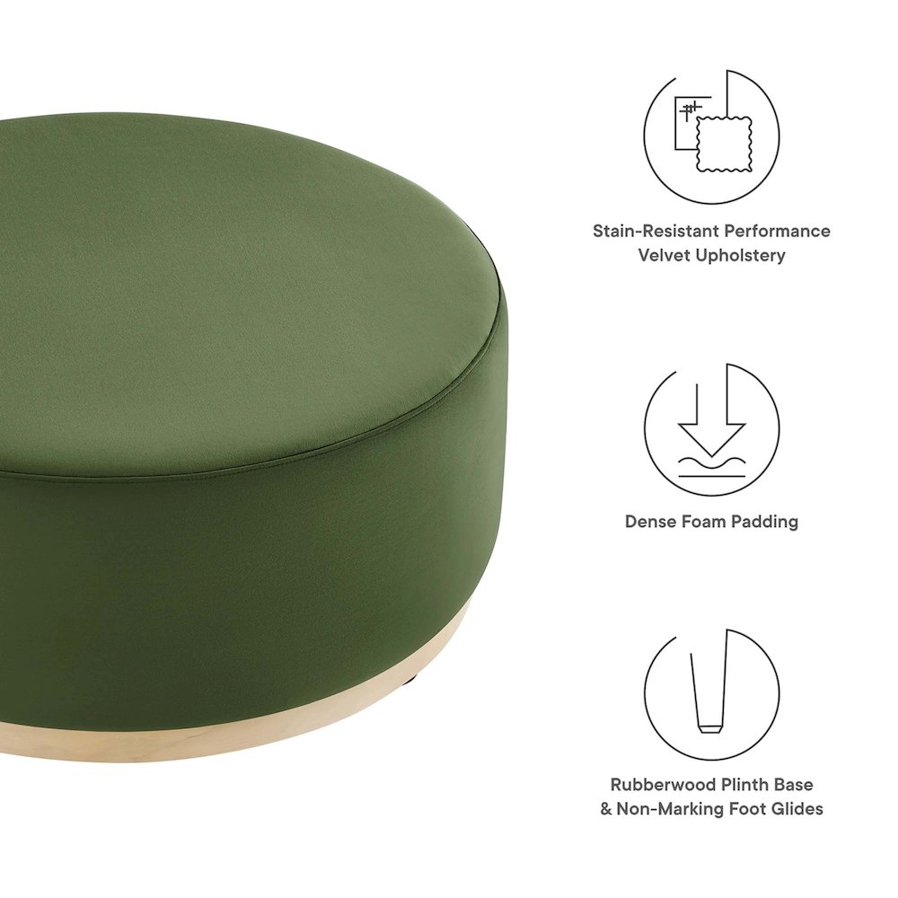 Tilden Large 38" Round Performance Velvet Upholstered Ottoman. Picture 2