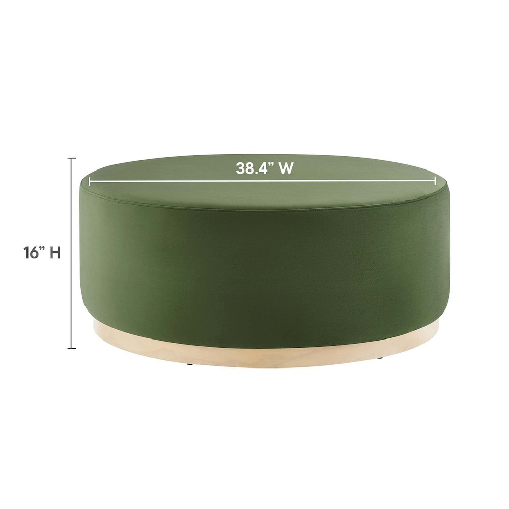 Tilden Large 38" Round Performance Velvet Upholstered Ottoman. Picture 3