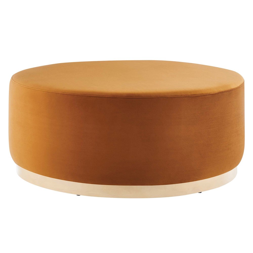 Tilden Large 38" Round Performance Velvet Upholstered Ottoman. Picture 1