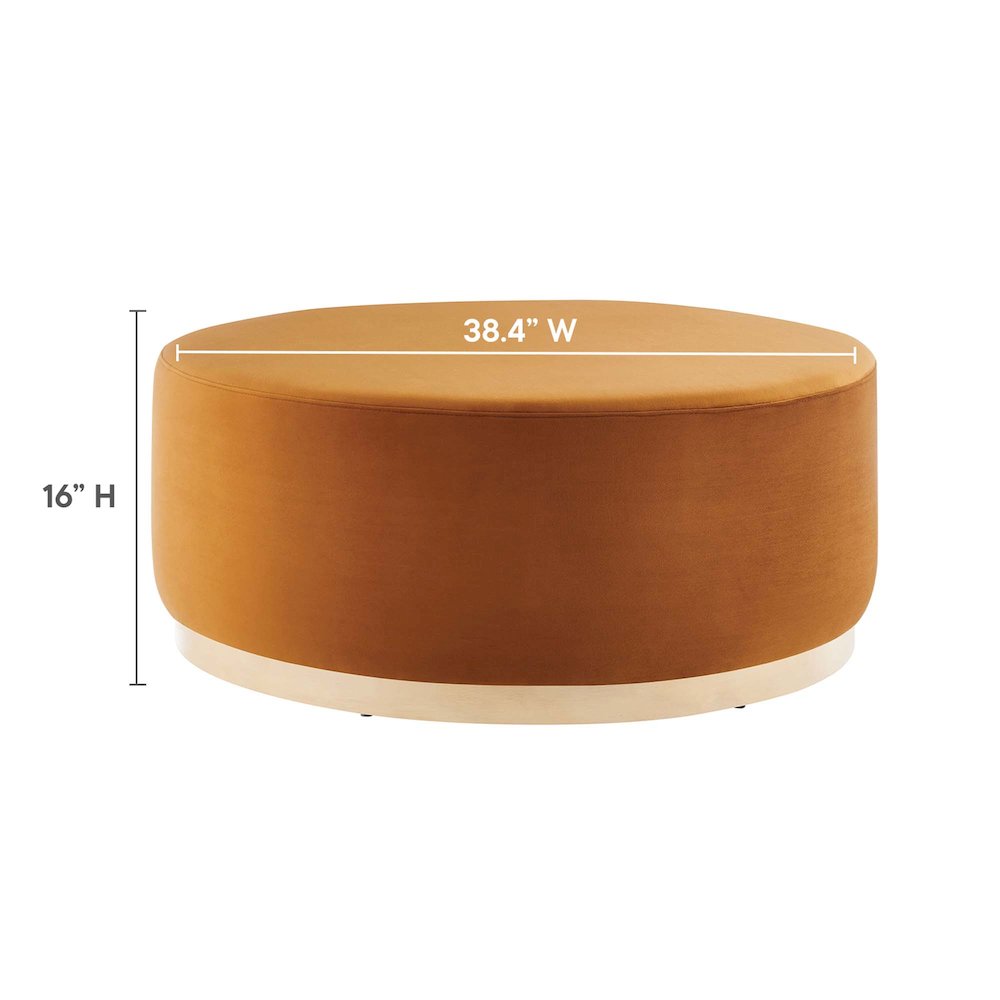 Tilden Large 38" Round Performance Velvet Upholstered Ottoman. Picture 3