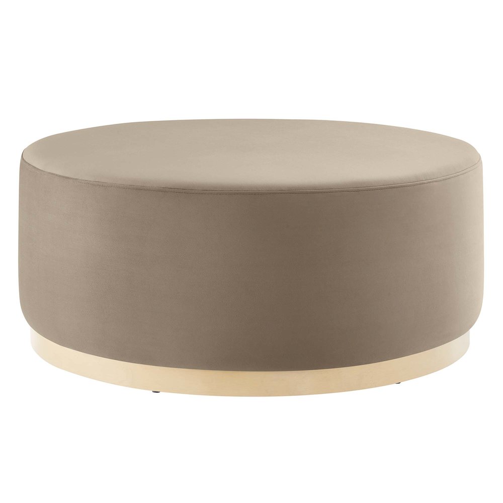 Tilden Large 38" Round Performance Velvet Upholstered Ottoman. Picture 1