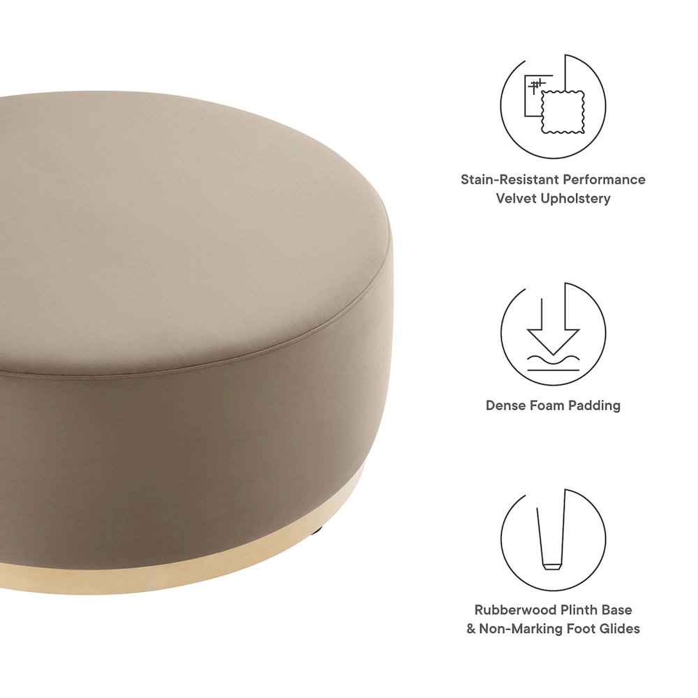 Tilden Large 38" Round Performance Velvet Upholstered Ottoman. Picture 2