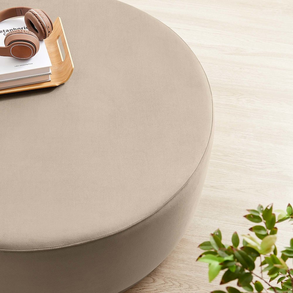 Tilden Large 38" Round Performance Velvet Upholstered Ottoman. Picture 7