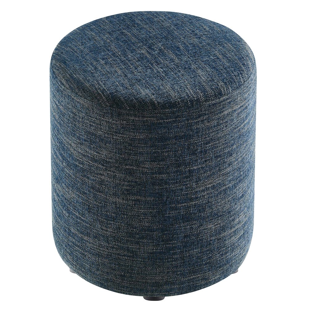 Callum 16" Round Woven Heathered Fabric Upholstered Ottoman. Picture 4