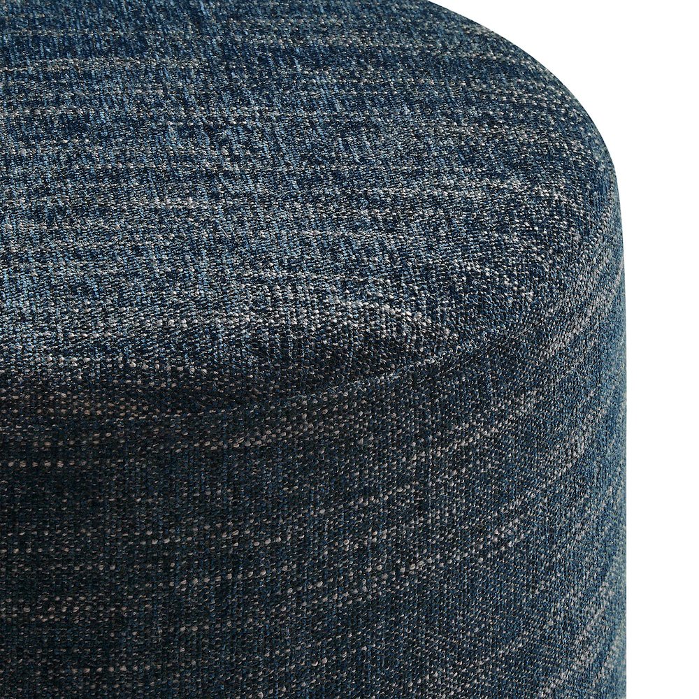 Callum 16" Round Woven Heathered Fabric Upholstered Ottoman. Picture 5
