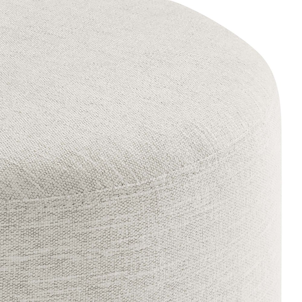 Callum 16" Round Woven Heathered Fabric Upholstered Ottoman. Picture 5