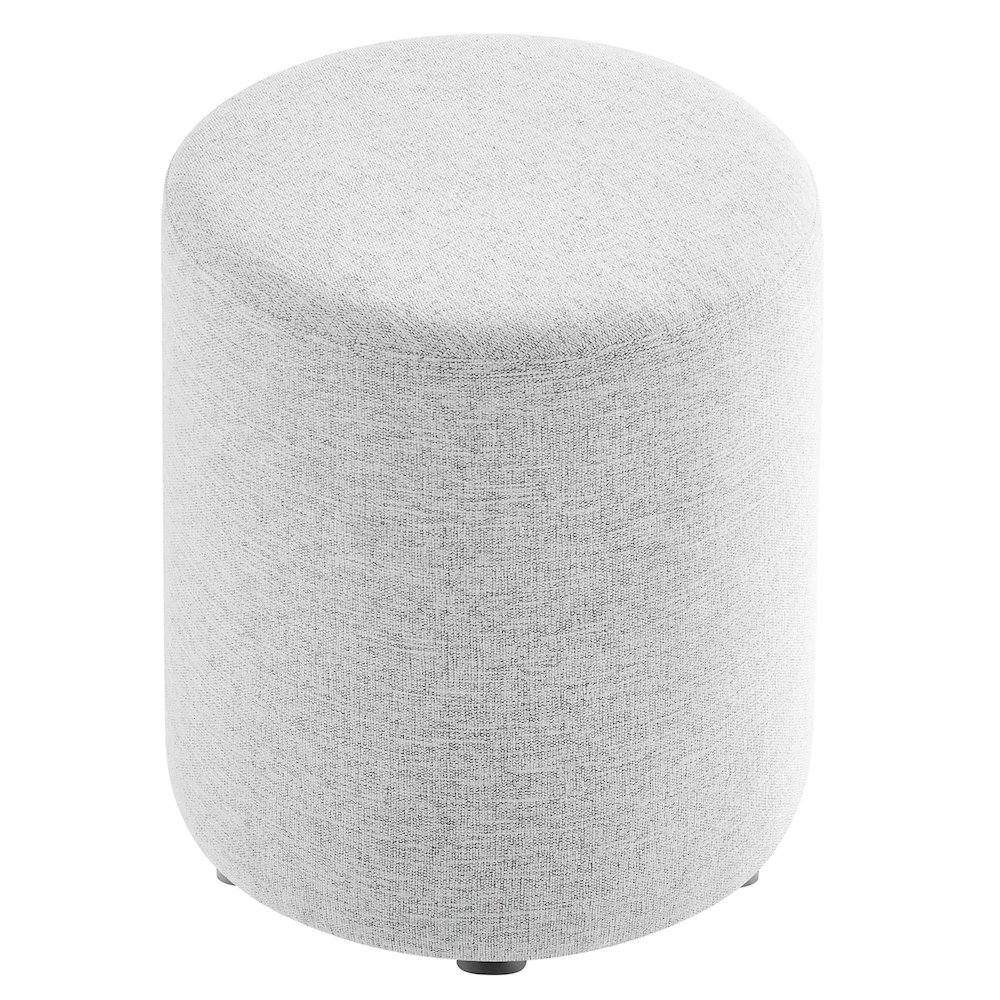 Callum 16" Round Woven Heathered Fabric Upholstered Ottoman. Picture 4