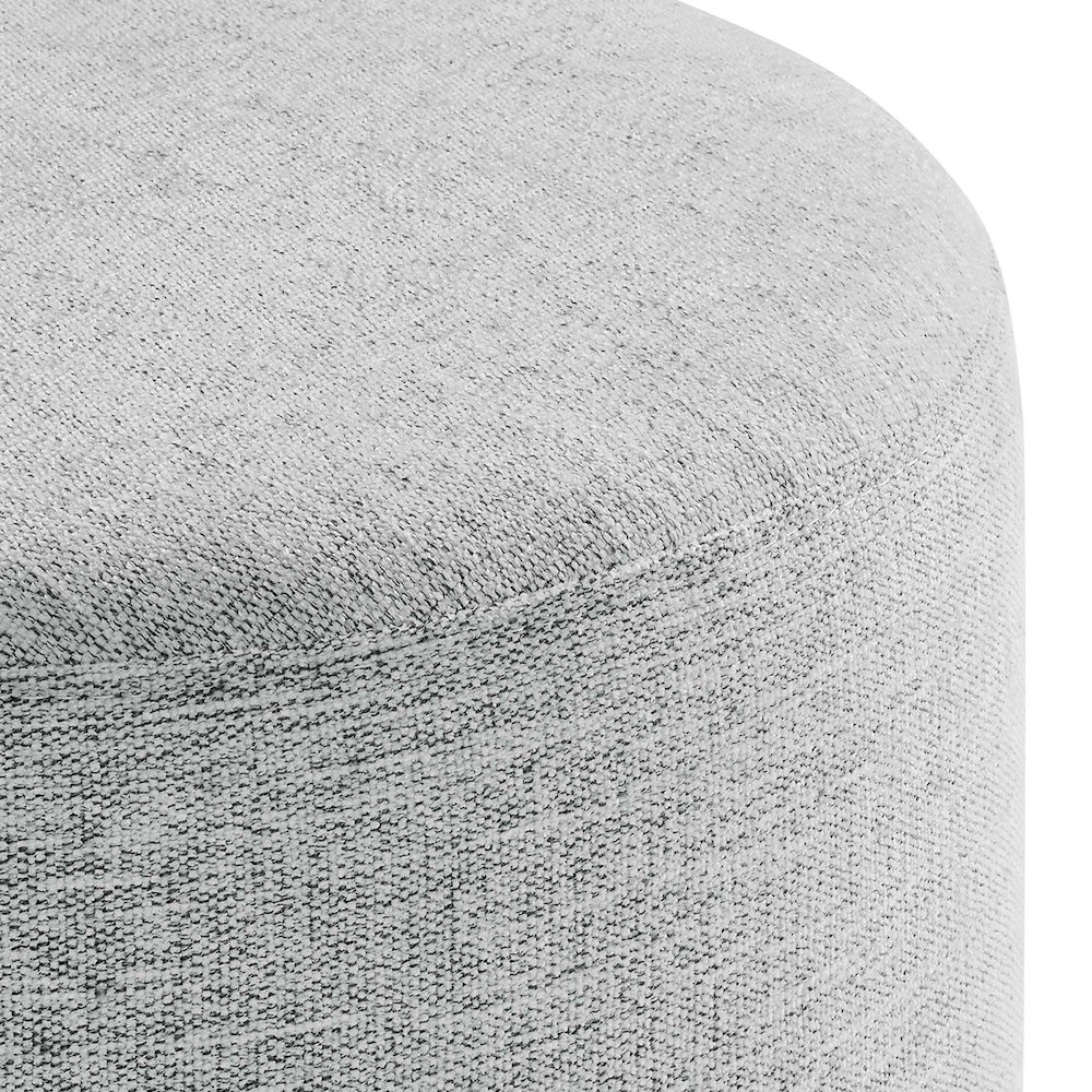 Callum 16" Round Woven Heathered Fabric Upholstered Ottoman. Picture 5