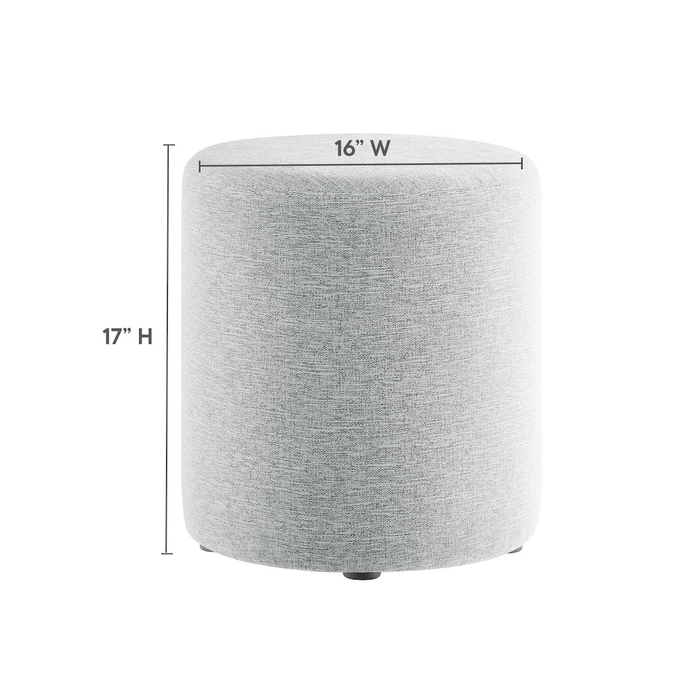 Callum 16" Round Woven Heathered Fabric Upholstered Ottoman. Picture 3