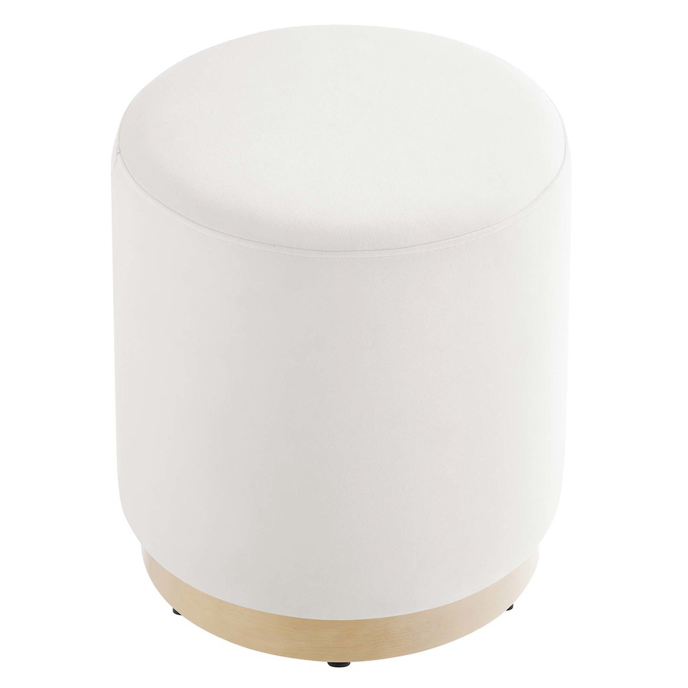 Tilden 16" Round Performance Velvet Upholstered Ottoman. Picture 4
