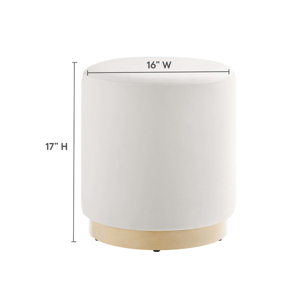 Tilden 16" Round Performance Velvet Upholstered Ottoman. Picture 3