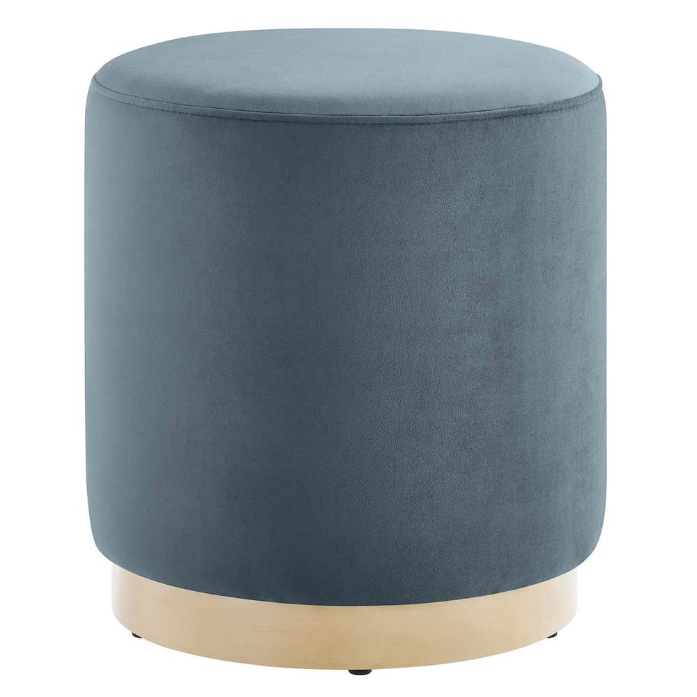 Tilden 16" Round Performance Velvet Upholstered Ottoman. Picture 1