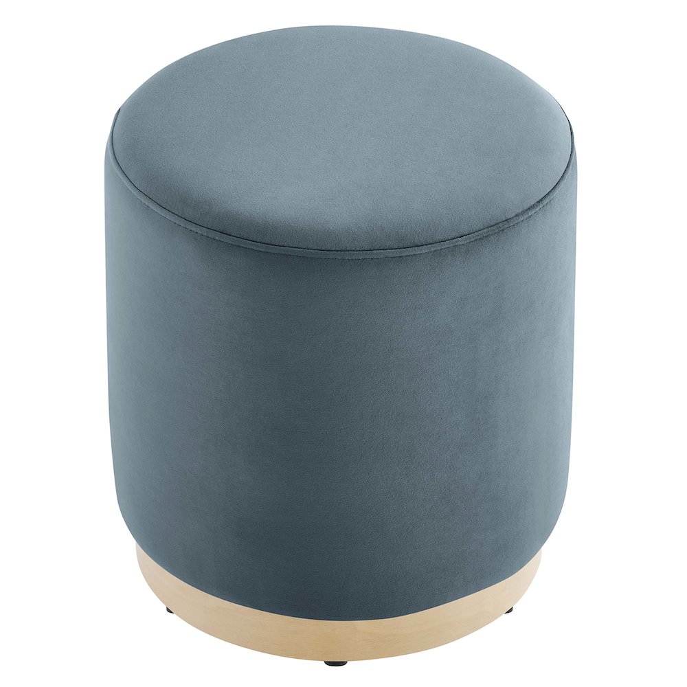 Tilden 16" Round Performance Velvet Upholstered Ottoman. Picture 4