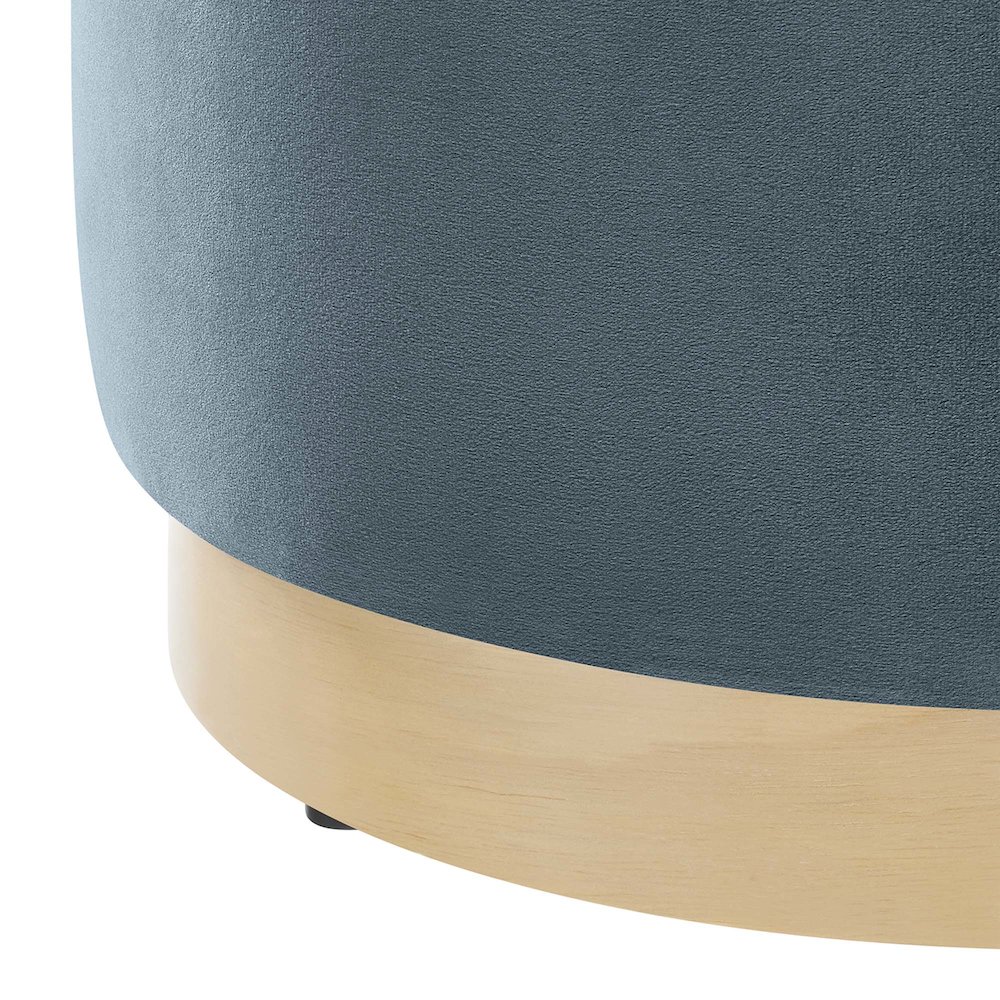 Tilden 16" Round Performance Velvet Upholstered Ottoman. Picture 5