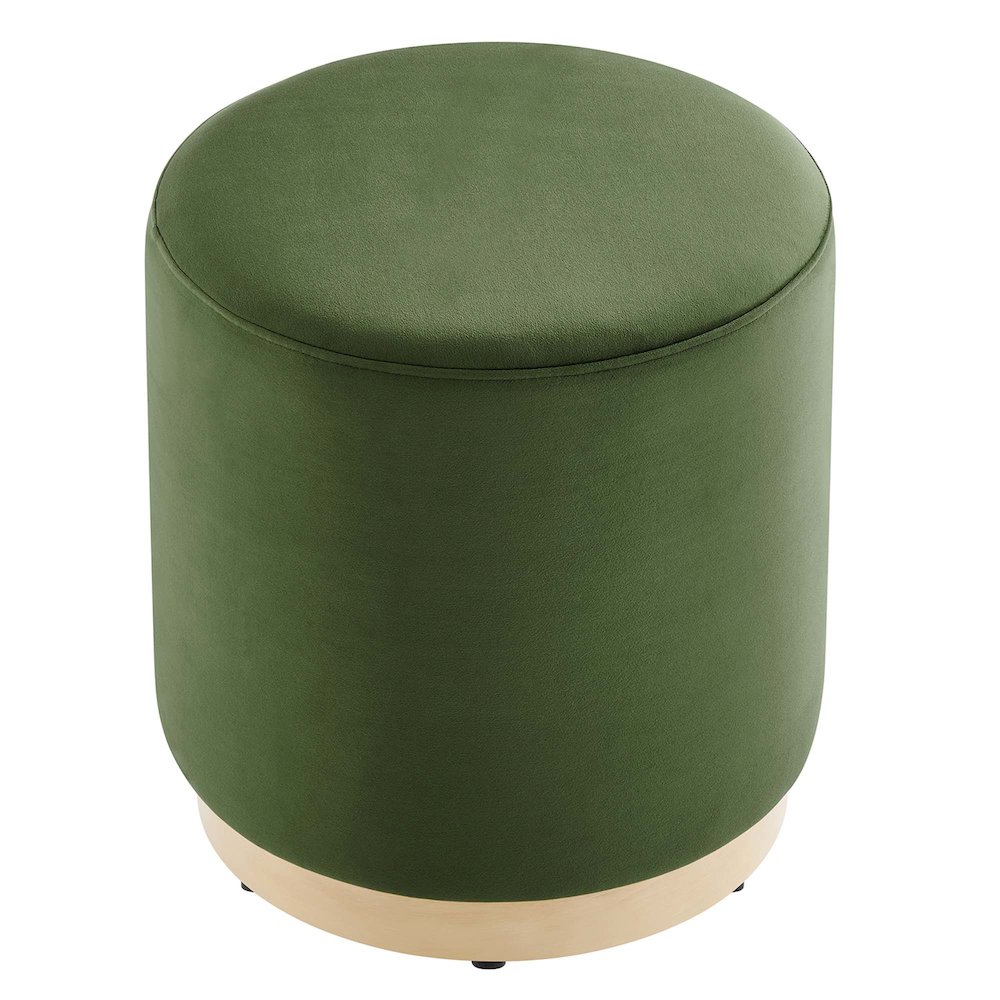 Tilden 16" Round Performance Velvet Upholstered Ottoman. Picture 4