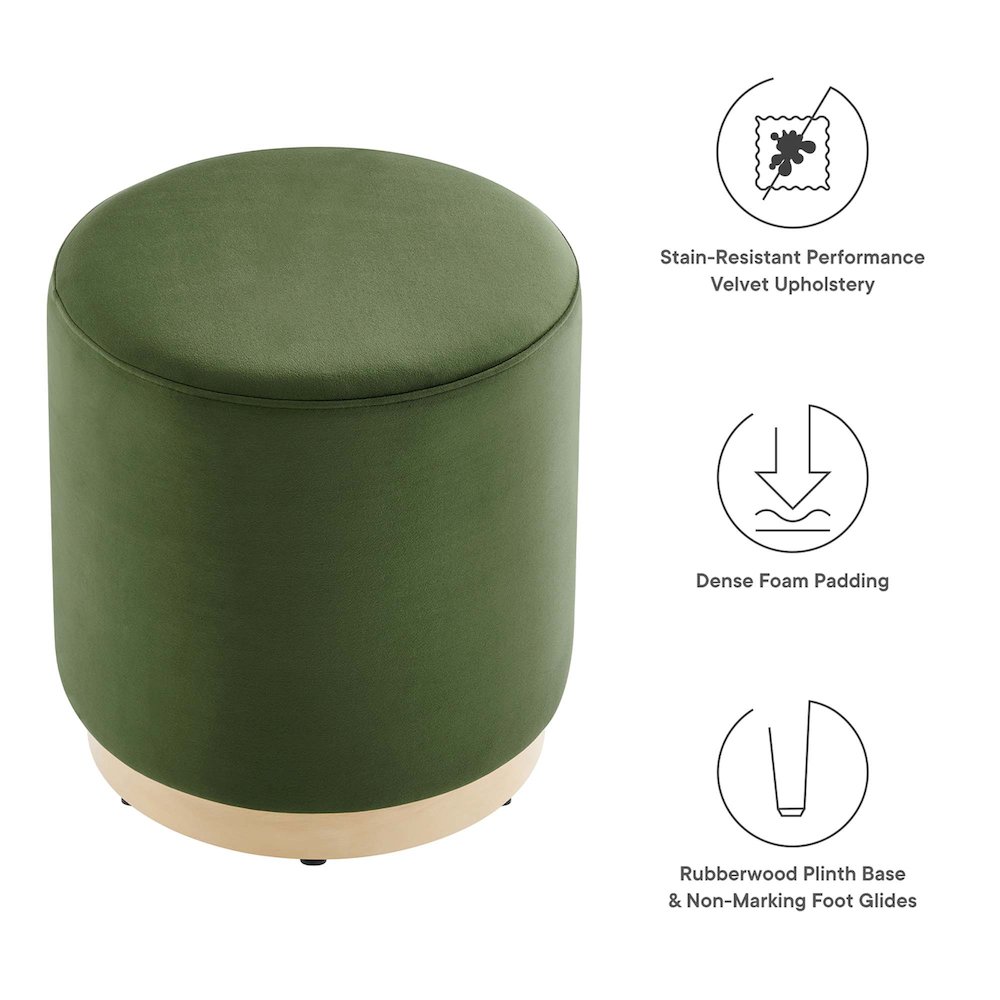 Tilden 16" Round Performance Velvet Upholstered Ottoman. Picture 2