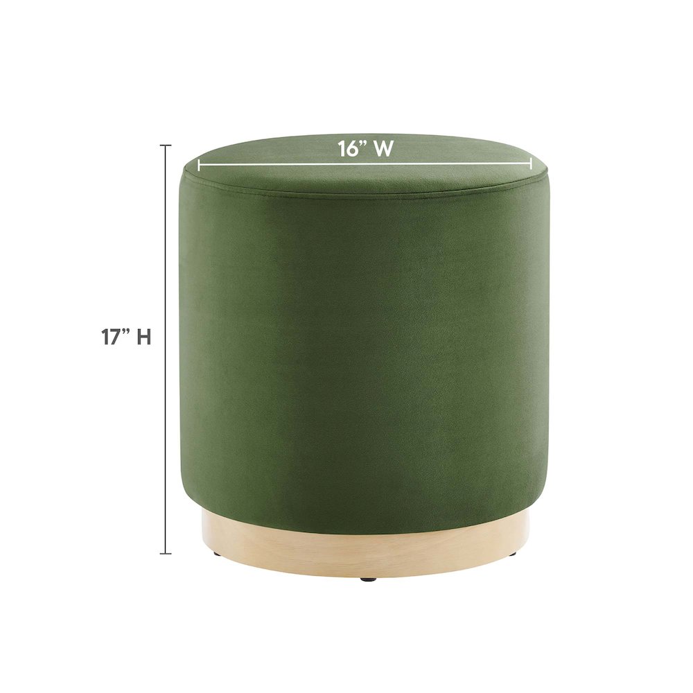 Tilden 16" Round Performance Velvet Upholstered Ottoman. Picture 3