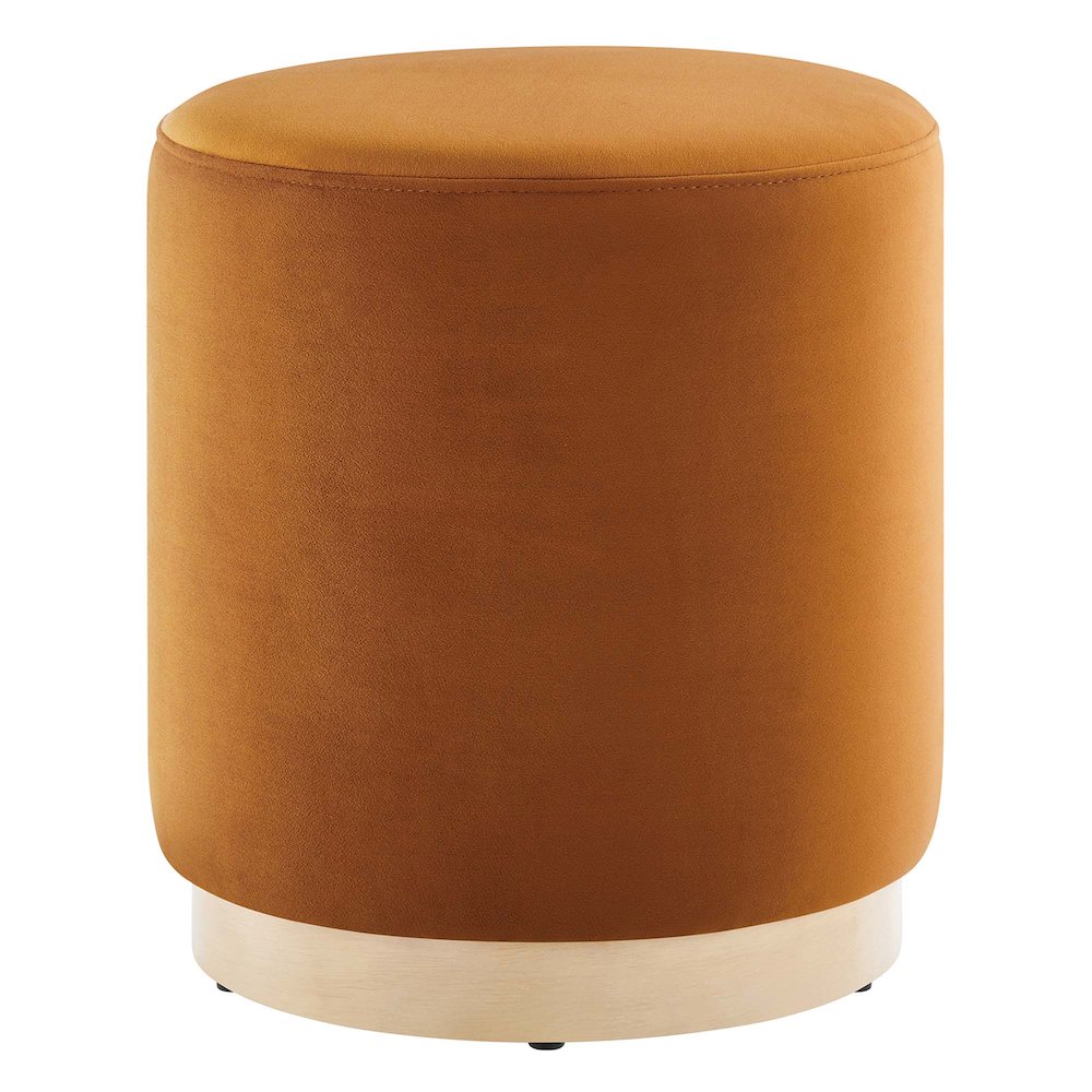 Tilden 16" Round Performance Velvet Upholstered Ottoman. Picture 1