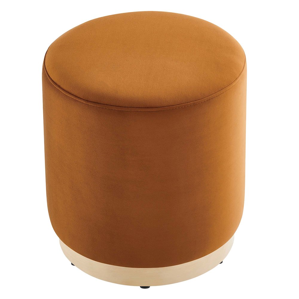 Tilden 16" Round Performance Velvet Upholstered Ottoman. Picture 4