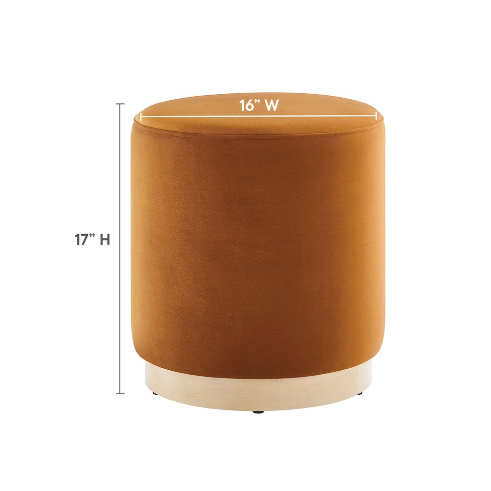 Tilden 16" Round Performance Velvet Upholstered Ottoman. Picture 3