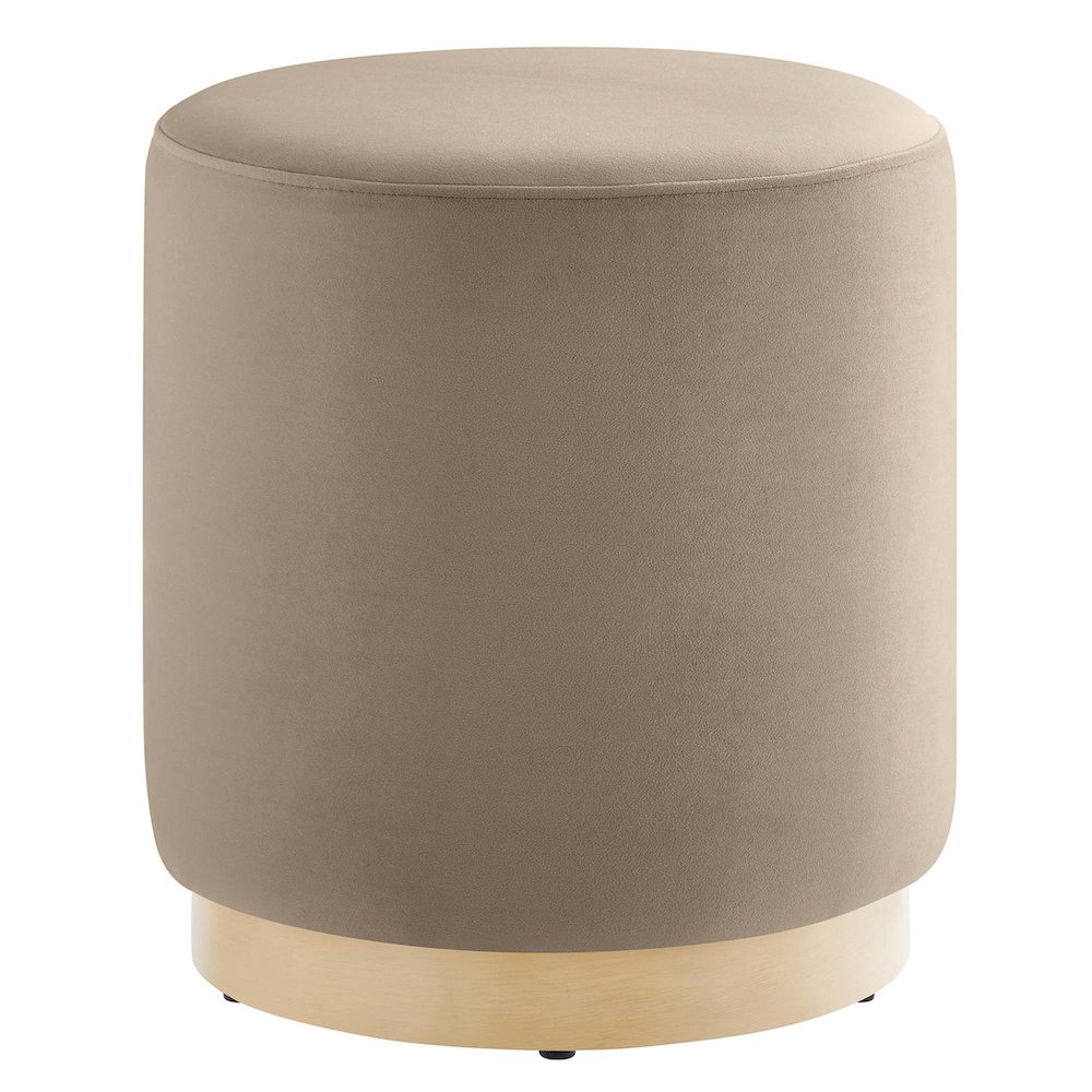 Tilden 16" Round Performance Velvet Upholstered Ottoman. Picture 1