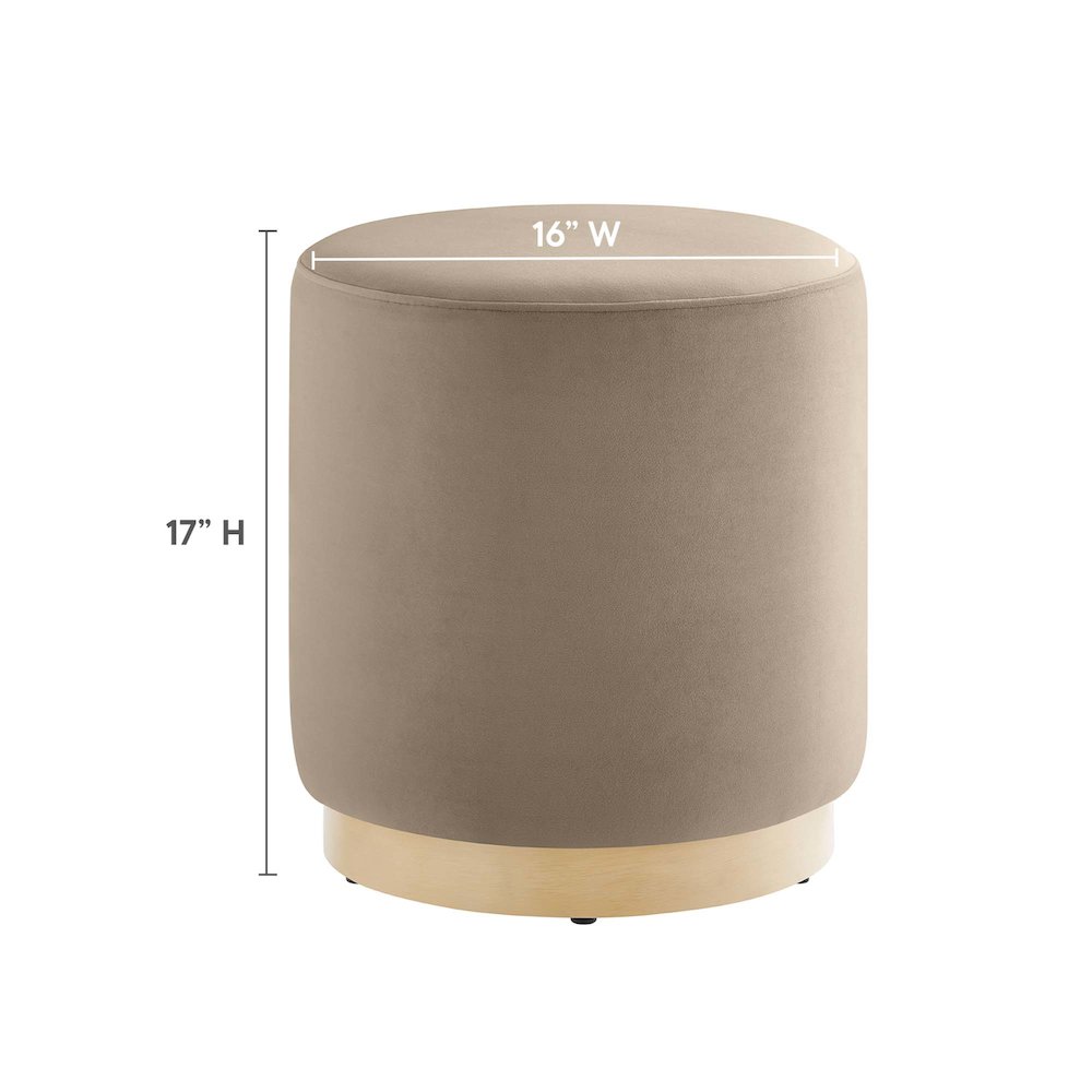 Tilden 16" Round Performance Velvet Upholstered Ottoman. Picture 3