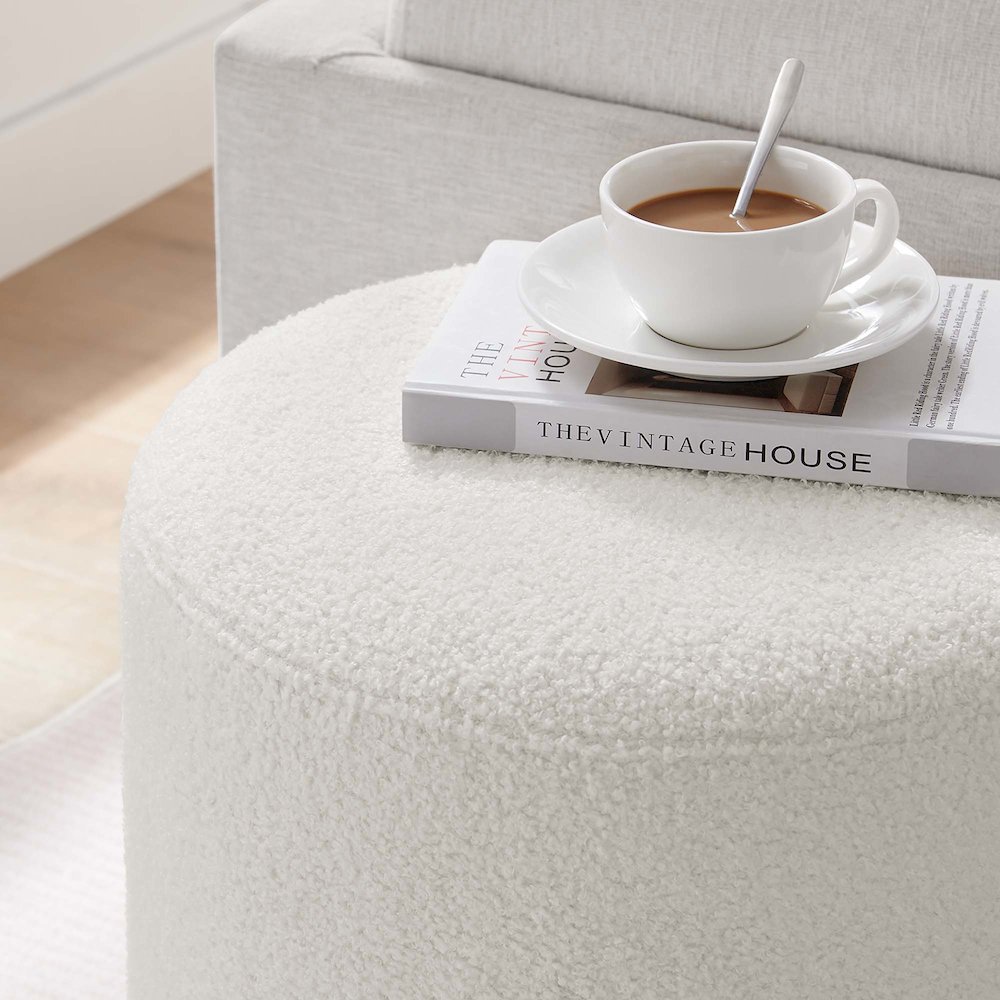 Tilden 16" Round Sherpa Upholstered Ottoman. Picture 8