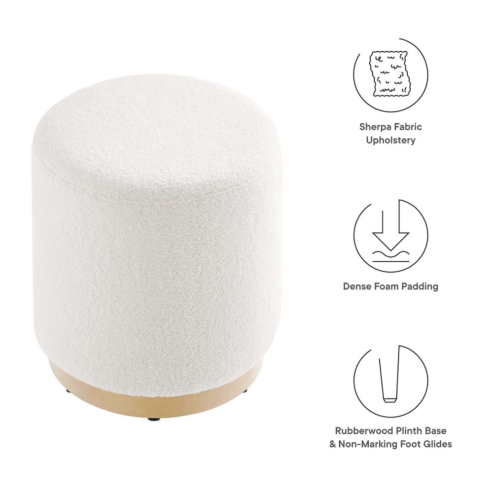 Tilden 16" Round Sherpa Upholstered Ottoman. Picture 2