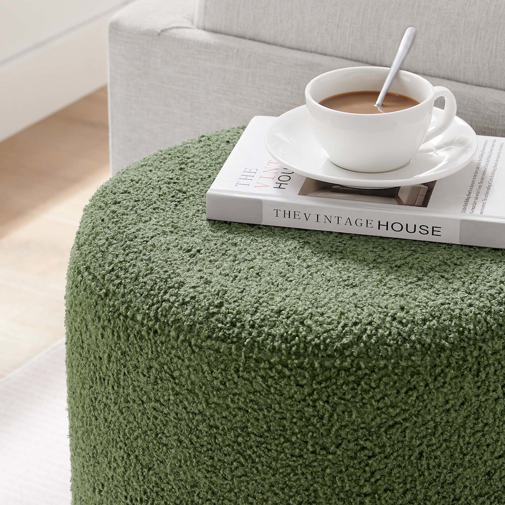 Tilden 16" Round Sherpa Upholstered Ottoman. Picture 8
