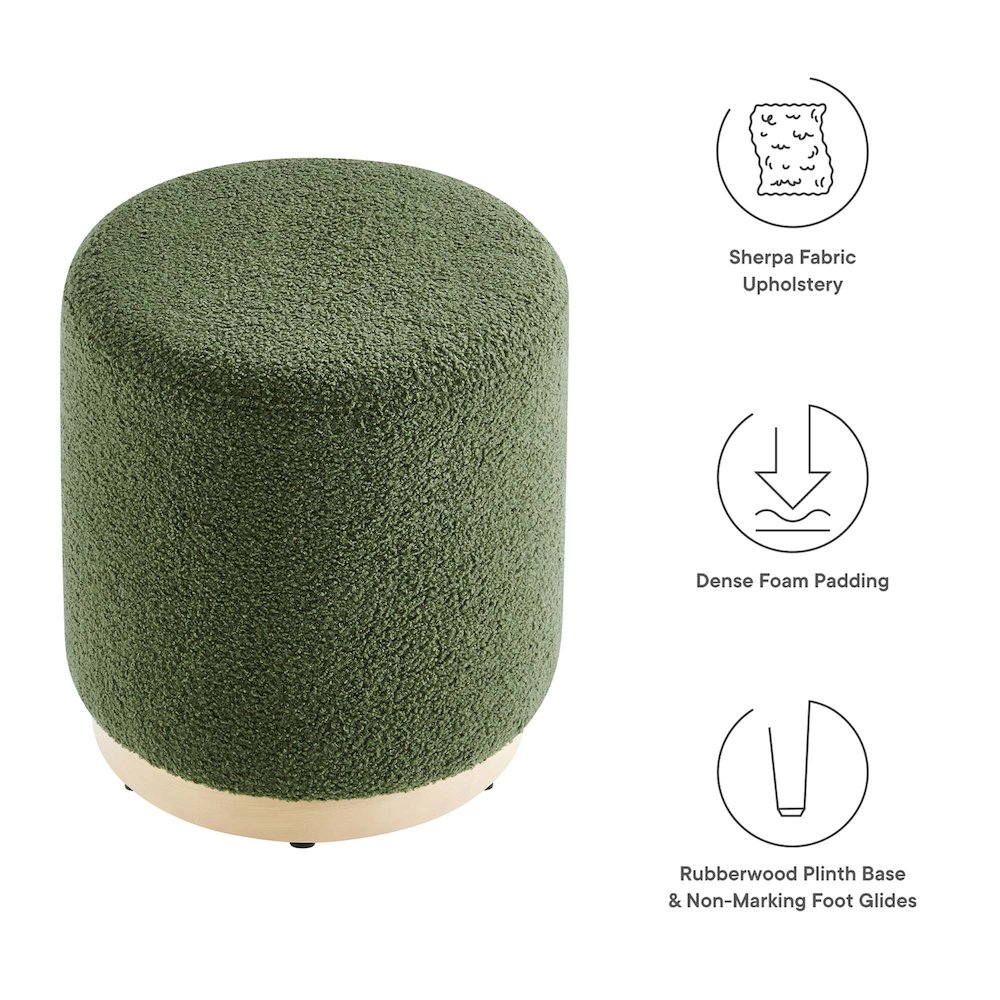 Tilden 16" Round Sherpa Upholstered Ottoman. Picture 2