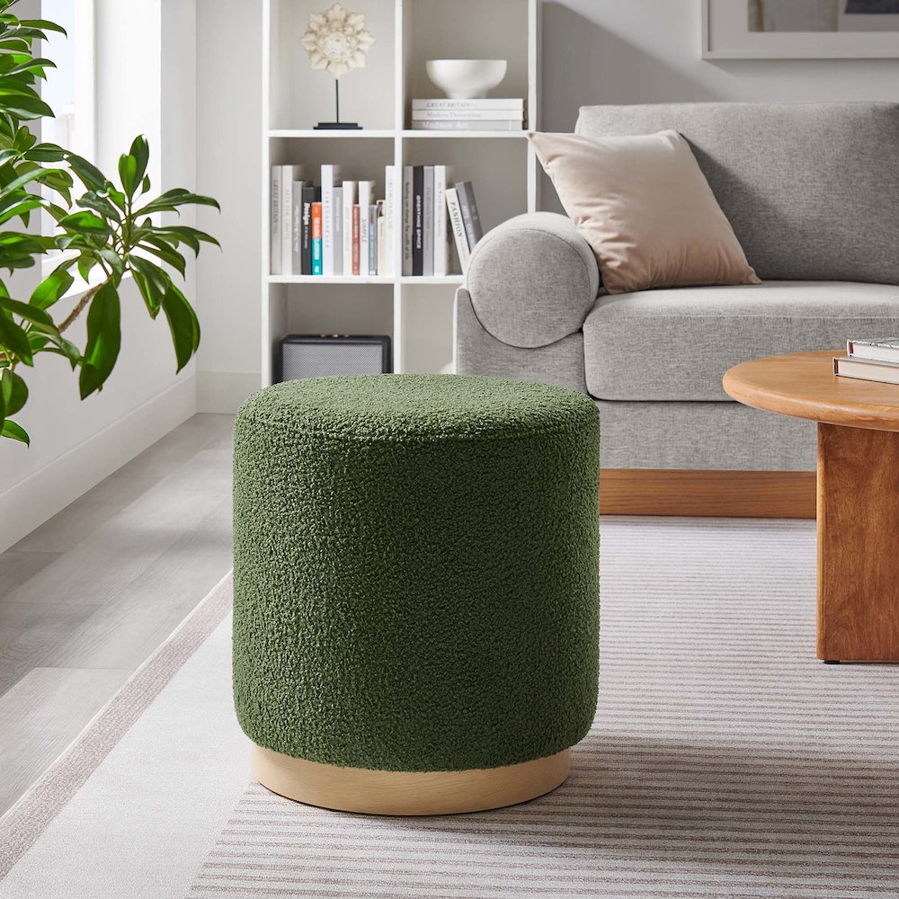 Tilden 16" Round Sherpa Upholstered Ottoman. Picture 6