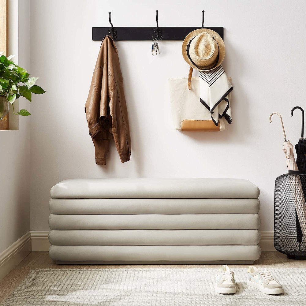 Mezzo Upholstered Performance Velvet Storage Bench. Picture 10