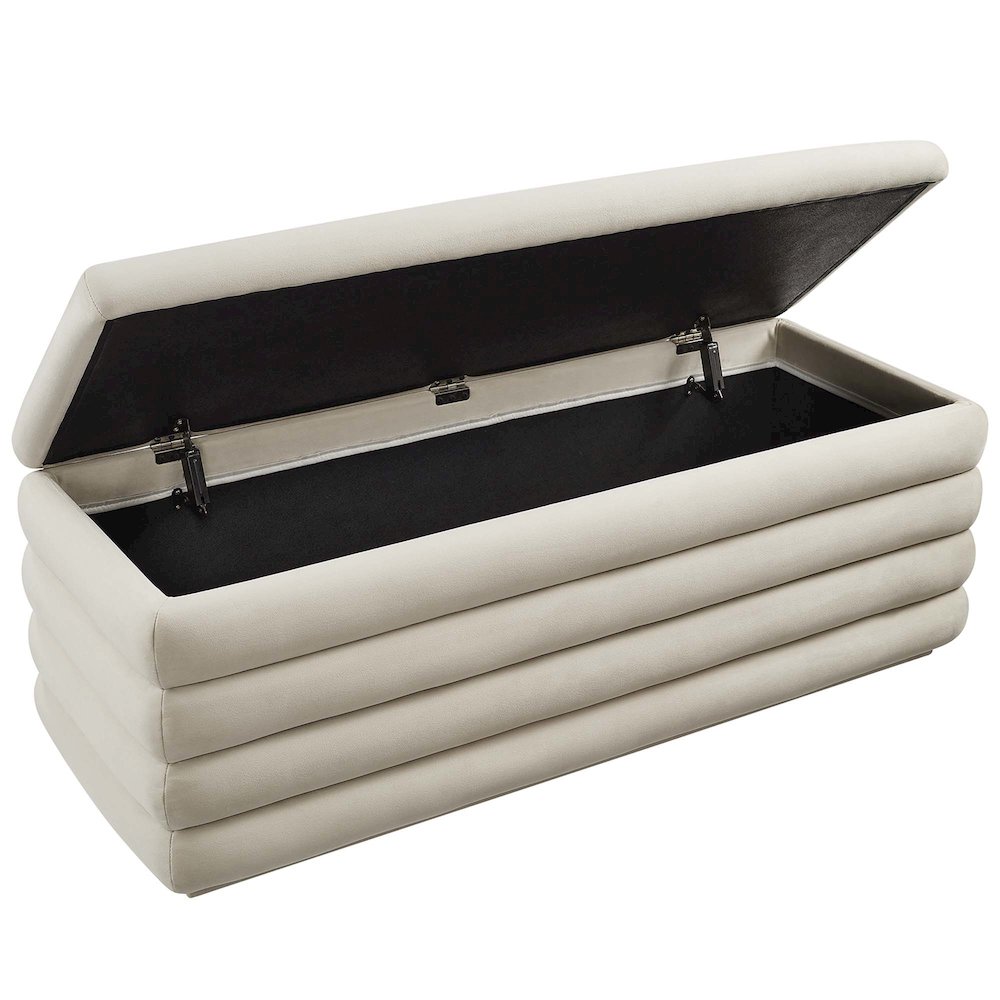 Mezzo Upholstered Performance Velvet Storage Bench. Picture 6