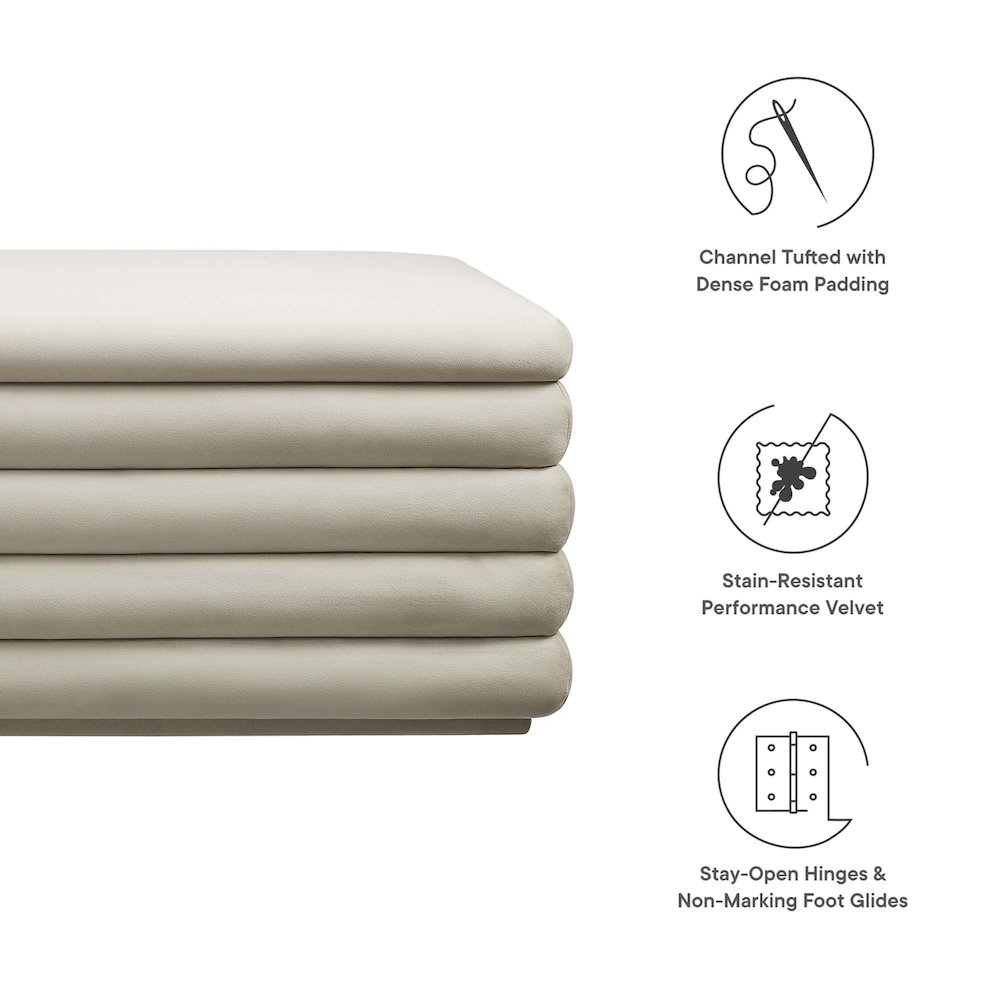 Mezzo Upholstered Performance Velvet Storage Bench. Picture 2
