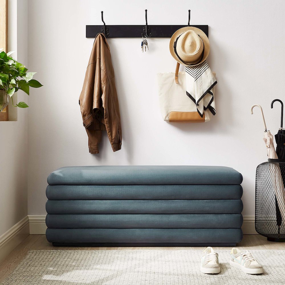 Mezzo Upholstered Performance Velvet Storage Bench. Picture 10