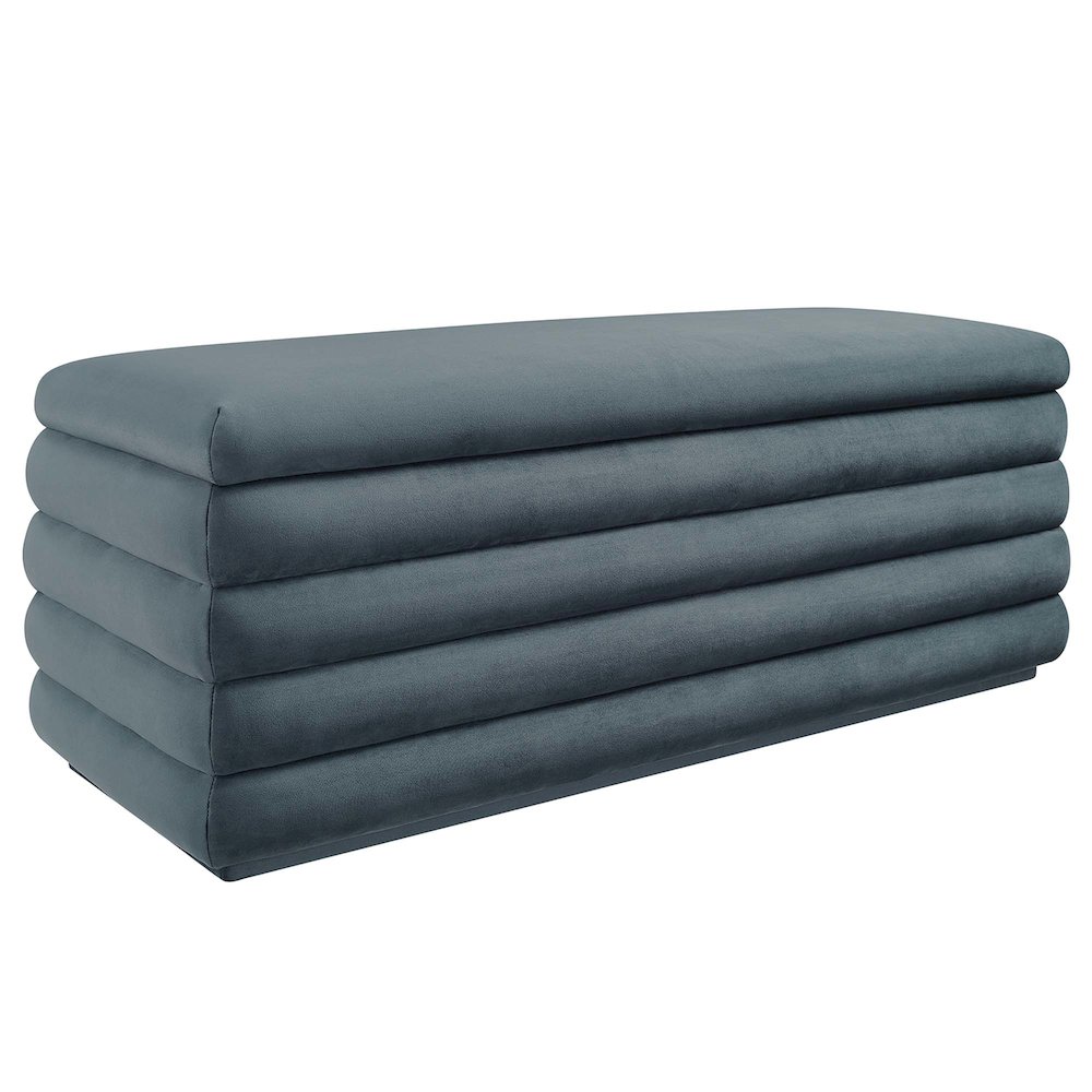 Mezzo Upholstered Performance Velvet Storage Bench. Picture 1