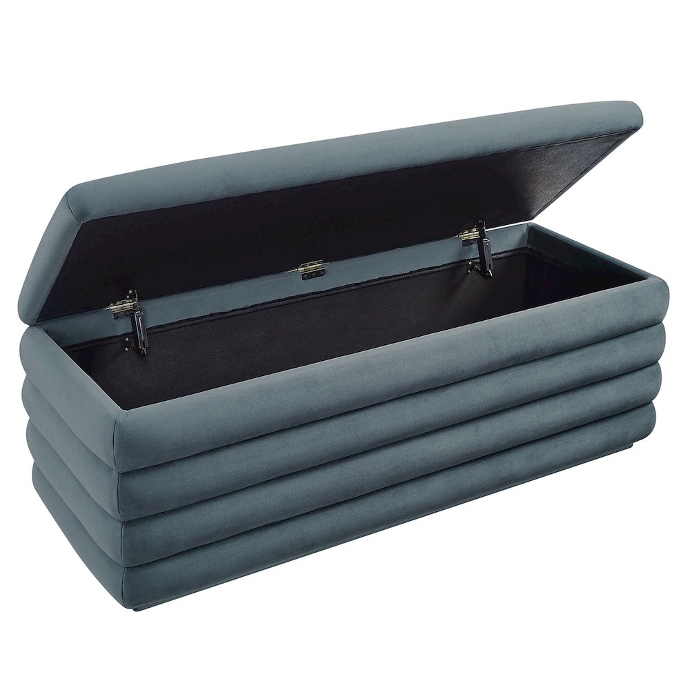 Mezzo Upholstered Performance Velvet Storage Bench. Picture 6