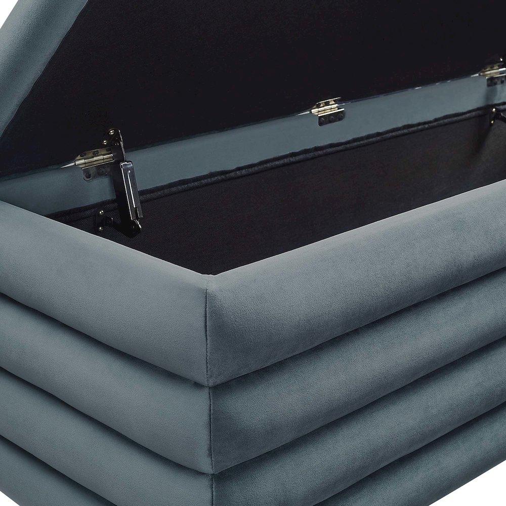 Mezzo Upholstered Performance Velvet Storage Bench. Picture 7